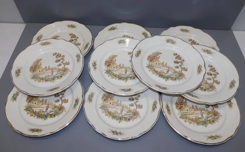 -10 ASSIETTES à DESSERT CERAMIQUE DIGOIN/SARREGUEMINES VIEUX MARSEILLE  D