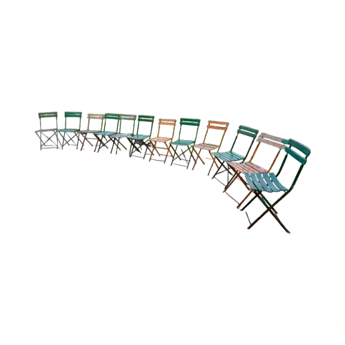 12 Chaises de Jardin Repliables Fer et Bois