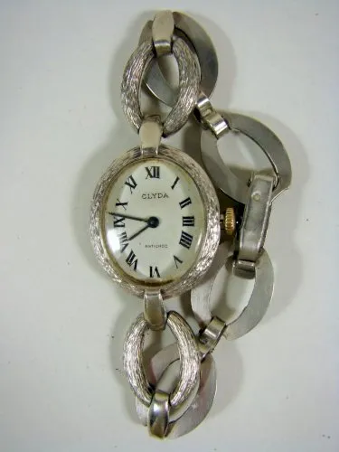 1950 montre-bracelet mécanique pour femme French Clyda argent sterling crabes marqués-