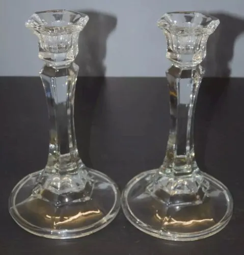 -2 BOUGEOIRS DE TABLE EN VERRE Moulé Déco TABLE de FETES VITRINE BOUGIE D