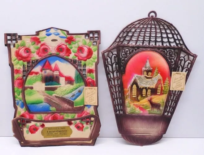 -2 CALENDRIERS MURAUX PORTE COURRIER CARTON Gaufré 1940 PUBLICITE BRASSERIE  D