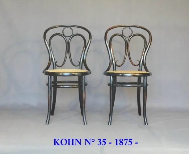 2 chaises bistrot KOHN N°35 Art nouveau -1875- cannage manuel neuf-no Thonet