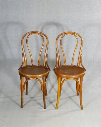 2 chaises Fischel N°18 1/2, vers 1910 assise bois étoile
