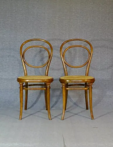 2 chaises Thonet N°10 version 1870 cannages neufs