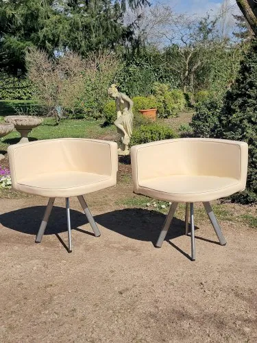 2 fauteuils design écru