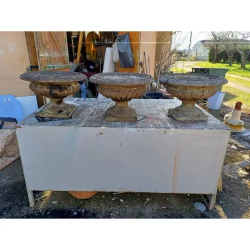 3 Vases en Pierre reconstituées Rond Année 60