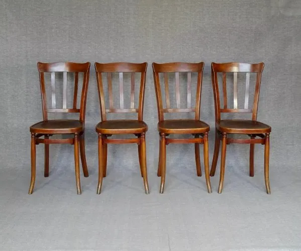 4 chaises Carton-Herman (Belgique) bistrot 1925 bel état- no Thonet-
