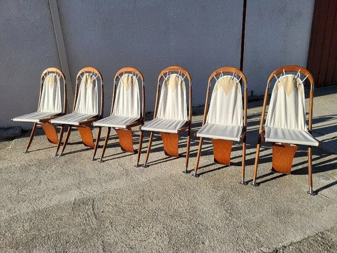 6 CHAISES BABORD DE SALLE A MANGER DECK LINE PLIANTES DECORATION DE BATEAU