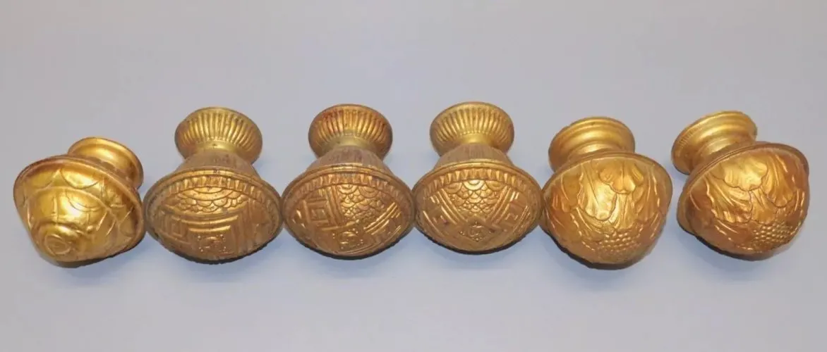 -6 EMBOUTS DE TRINGLES A RIDEAUX 3 MODELES DIFFERENTS EN LAITON Doré déco D