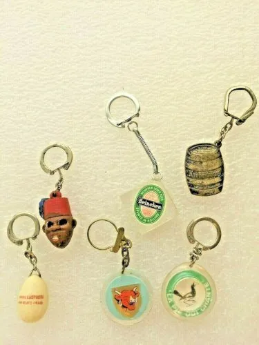 6 porte-clefs lustucru banania heineken la vache qui rie la pie kronenbourg