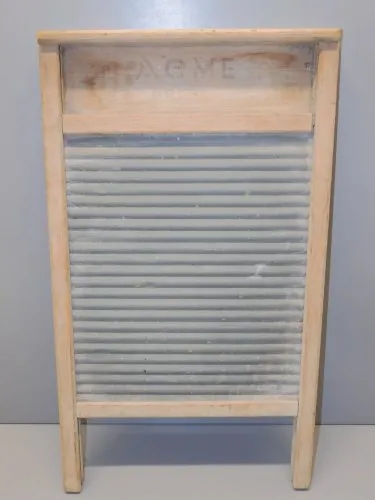 - ACME British Ribbed Wood And Glass Laundry Wash Board PLANCHE A LAVER  D