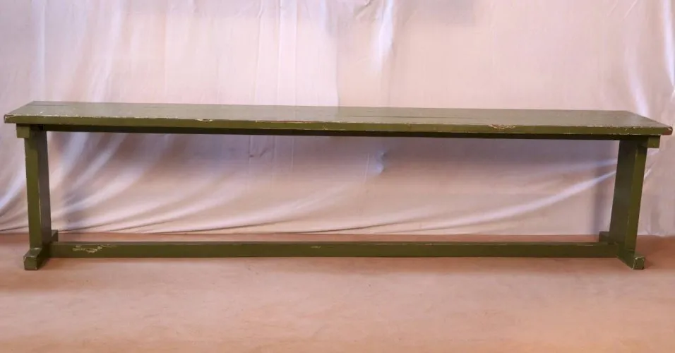 Ancien banc en teck birman patine verte d’origine