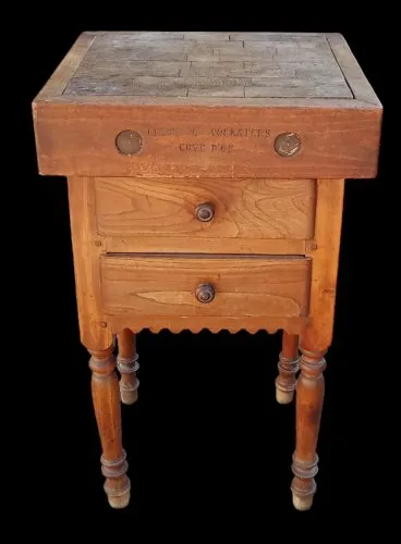 Ancien Billot De Volailler Meuble De Métier Guyon a Voulaines Cote d'or