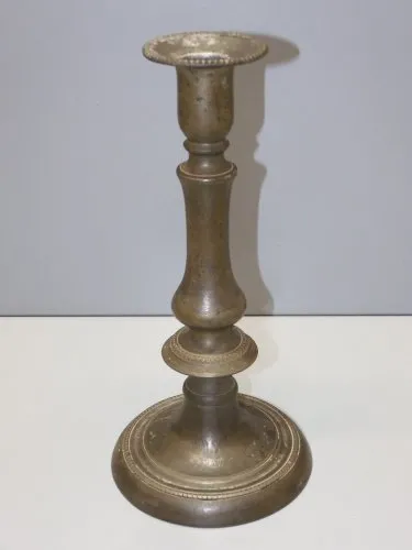 -ANCIEN BOUGEOIR EN ETAIN avec système REMONTE BOUGIE Jus grenier collection D