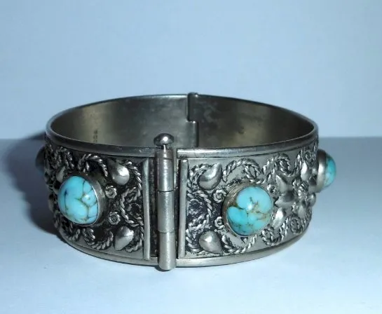 Ancien Bracelet Argent 800 et turquoise