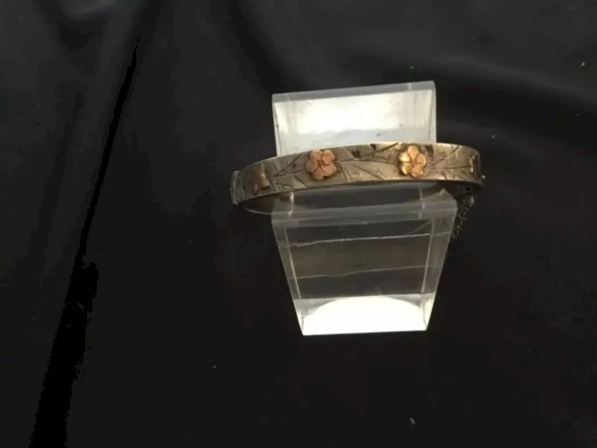 Ancien Bracelet en Argent  massif et or XIXeme de baptême