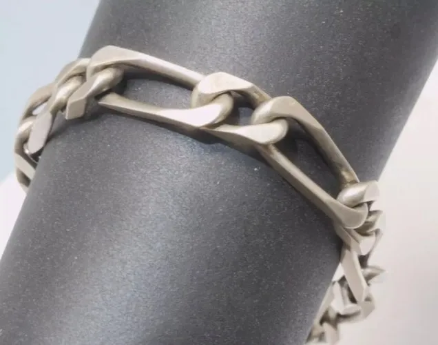 -ANCIEN BRACELET GROSSES MAILLES ARGENT MASSIF Poinçon CRABE BIJOU ANCIEN  D