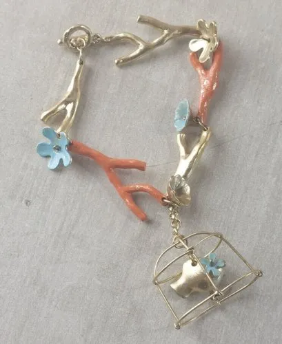 Ancien bracelet, Lolita Lempicka, breloque cage