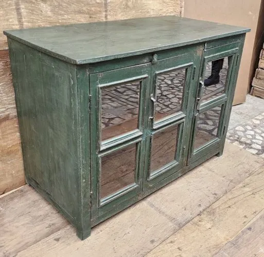 Ancien buffet vitré en teck birman