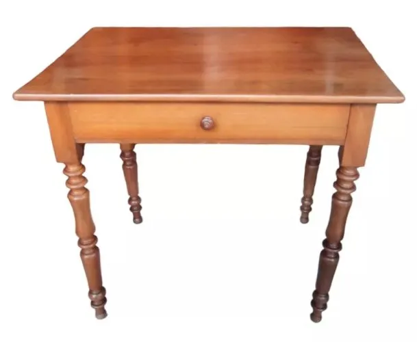 Ancien Bureau Table D Appoint Empire 19 Ème/1 Tiroir/Pieds Bois Tourné /Noyer