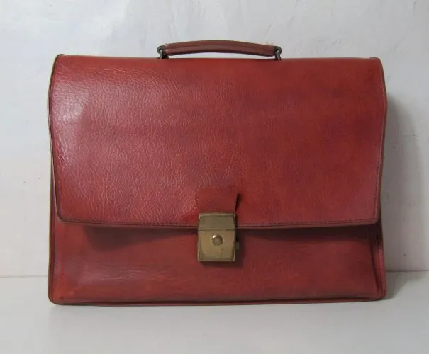 ancien cartable en cuir vintage