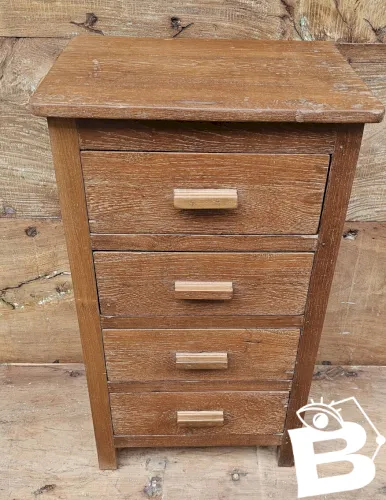 Ancien chevet 4 tiroirs en teck birman