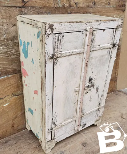 Ancien chevet - cabinet tribal en teck birman