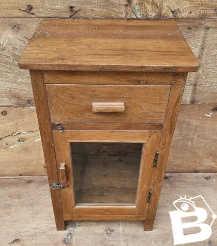 Ancien chevet vitré en teck birman -ouverture droite