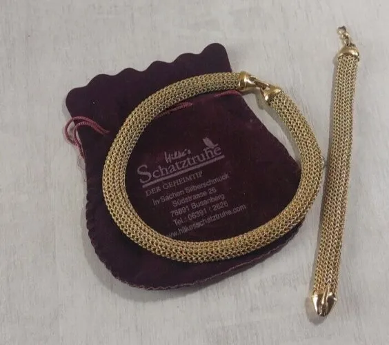 Ancien collier + bracelet, grosse maille, en métal doré, vintage