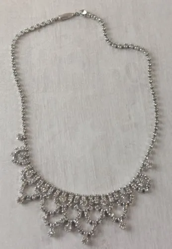 Ancien collier en argent et cristal / strass, art deco