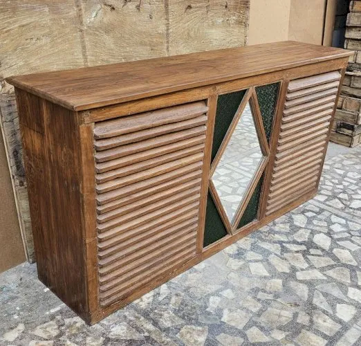 Ancien comptoir de boutique en teck birman