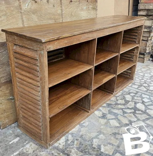 Ancien comptoir de boutiquier en teck birman