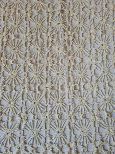 Ancien Couvre Lit Crochet Dentelle coton Perlé Écru, Lit 140