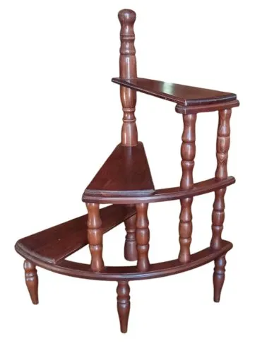 Ancien Escalier Escabeau Circulaire De Bibliothèque Bois Massif 3 Étages