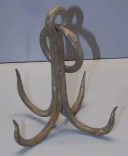 -ANCIEN GRAPPIN de PUITS CROCHET REMONTE SEAU fer forgé XIXe déco CUISINE  D