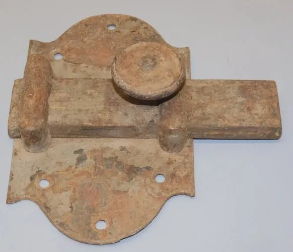 - ANCIEN GROS VERROU TARGETTE FER Forgé DECO PORTE ANCIENNE COLLECTION D