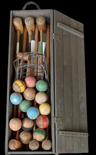 Ancien Jeu de Croquet Jeux Jouet de plein air Jardin Bois Old Toy Wood Game