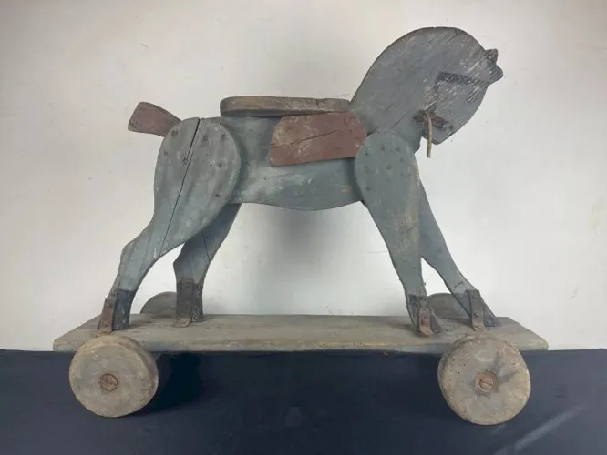 Ancien jouet cheval en bois ( Carrousel ) fin XIXème début XXème