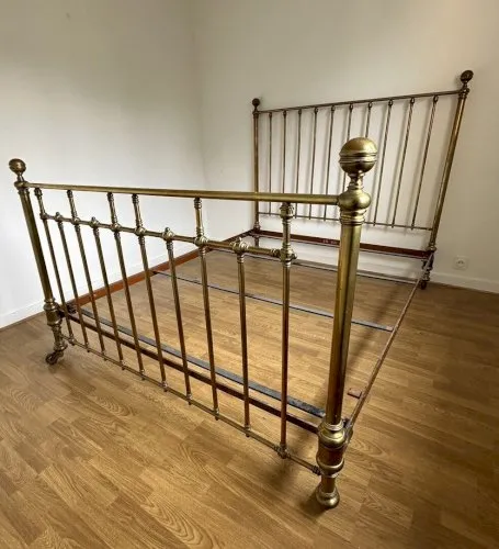 ANCIEN LIT EN LAITON 160 X200 Cm FIN XIXEME DÉBUT XXÈME