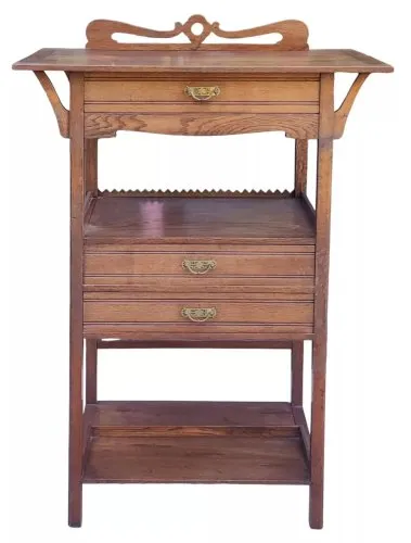 Ancien Meuble D Appoint Console Mobilier Style Art Nouveau 3 Tiroirs Fronton