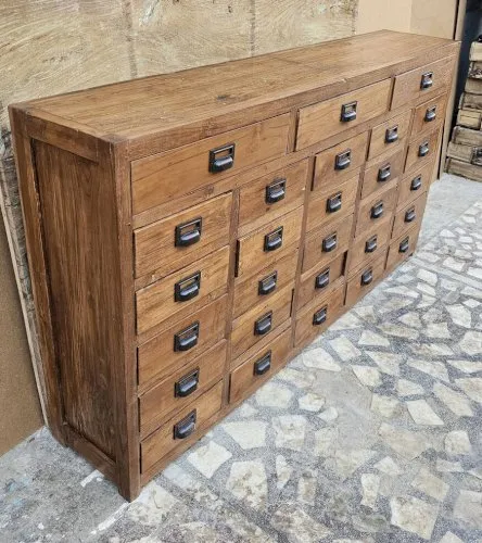 Ancien meuble dapothicaire 28 tiroirs en teck birman