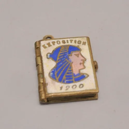 -ANCIEN MINI LIVRE EXPOSITION 1900 COUVERTURE EMAILLE 6 PHOTOS MINIATURES