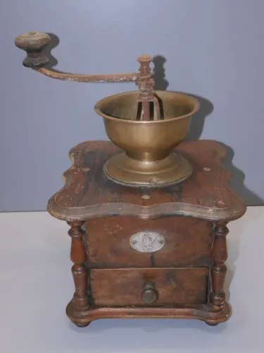 -ANCIEN MOULIN A CAFE BOIS K & M VERNIS à REVOIR déco COLLECTION COFFEE  D