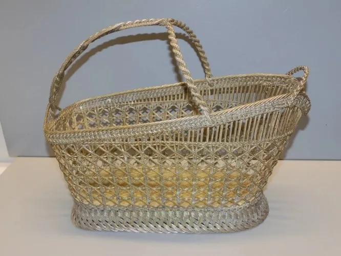-ANCIEN PANIER A BOUTEILLES A VIN M. ARGENTE CHRISTOFLE A. BLISSON ORFEVRERIE D