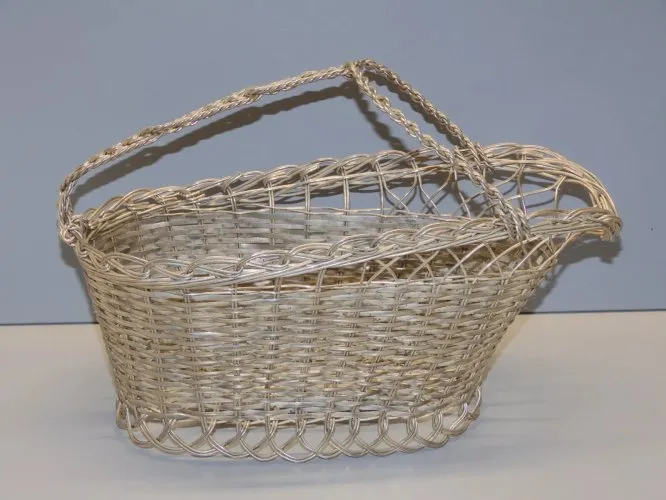 -ANCIEN PANIER A BOUTEILLES A VIN M. ARGENTE sans marque apparente ORFEVRERIE D