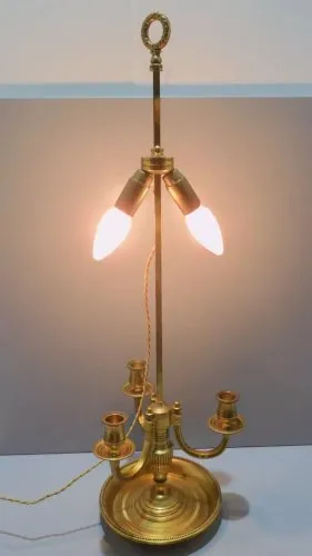 -ANCIEN PIED DE LAMPE BOUILLOTTE GRAND MODELE BRONZE LUCIEN GAU ? XXe déco  D