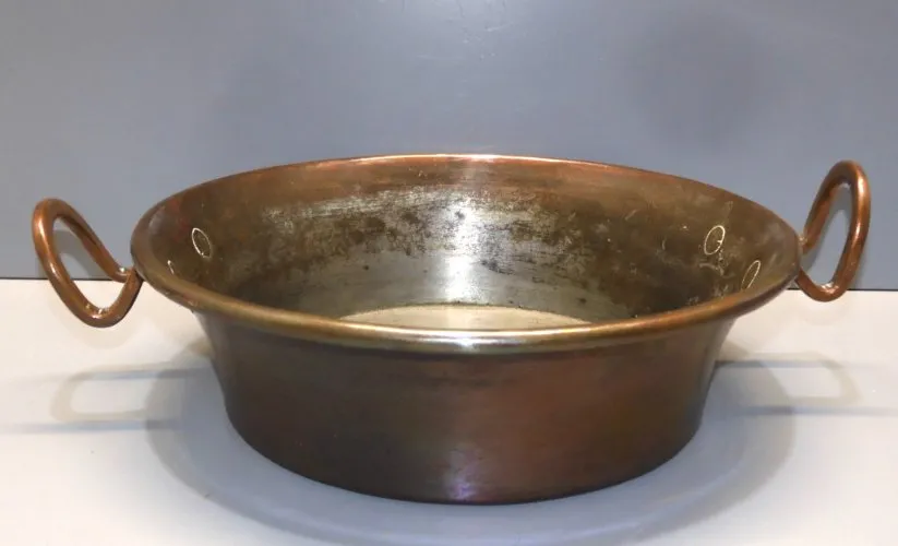 -ANCIEN PLAT CUIVRE CASSEROLE POIGNEES CUIVRE Déco CUISINE RESTAURANT D