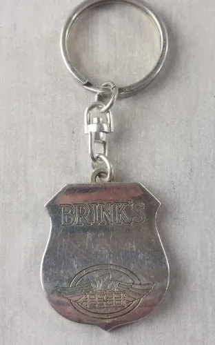 Ancien porte clé, Brink's, convoyeur de fonds, en métal argenté, vintage