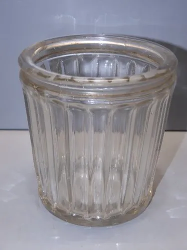 -ANCIEN POT A CONFITURE EN VERRE épais Moulé avec un 3 au FOND déco CUISINE D