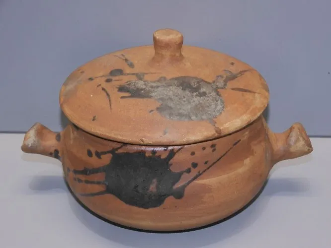 - ANCIEN POT COUVERT GRES LA COLOMBE POTERIE LA COLOMBE VALLAURIS DECO D